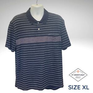 St. John’s Bay Men’s Blue Stripe Polo Shirt – Size XL